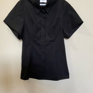 ESSE Studio Italian Cotton Black Short Sleeve Button Front Shirt Size 8